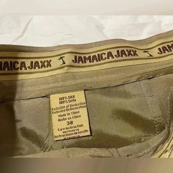Jamaica Jaxx pleated Shorts Mens 38 Brown 100% Silk Relax Beach cool comfort - Picture 2 of 11